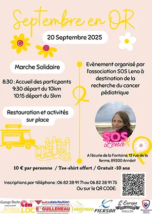 "Septembre en or" de l'association SOS Lena : 2 marches solidaires ouvertes à tous (10 km et 5 km)