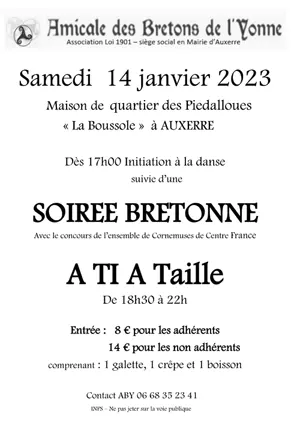 Soirée bretonne avec A Ti A Taille (Ensemble de cornemuses de Centre France) + initiation à la danse