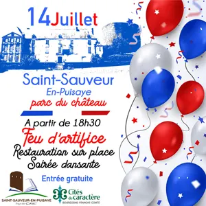 Soire du 14 juillet : feu d'artifice + soire dansante et restauration sur place