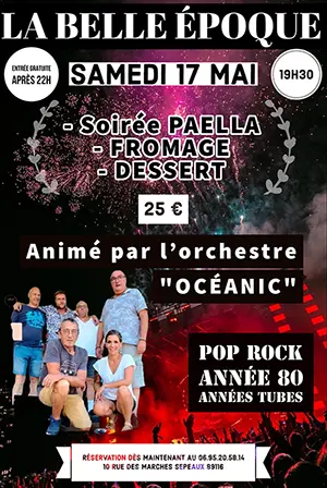 Soirée resto-concert avec l'orchestre Océanic (pop rock, années 80, années tubes)