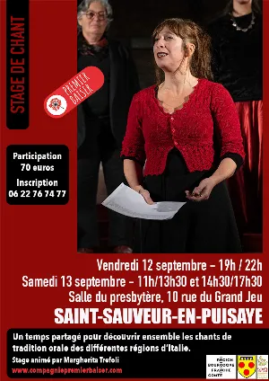 Stage de découverte "Chants italiens de tradition orale" animé par Margherita Trefoli