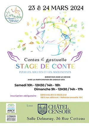 Stage de conte sur 2 jours (contes et gestuelle / pour les adultes et les adolescents) avec la Compagnie L Aime en Terre dirig par Anne Le Moigne avec la participaton de Gadoue Gaa