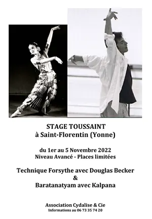 Stage de Toussaint vec Cydalise & Cie / Stage de danse de niveau avancé : Technique Forsythe avec Douglas Becker et Baratanatyam avec Kalpana