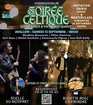 Soirée Celtique (et initiation danse à 16h + Masterclass le dimanche) dans le cadre du Festival Terrasses du Bel-Air