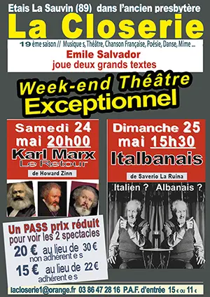 Week-end Théâtre exceptionnel : Emile Salvador joue deux grands textes avec