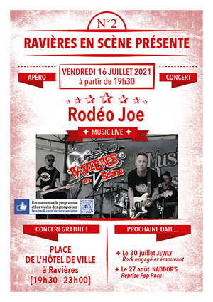 Apéro-concert avec Rodéo Joe (Rock'n Roll et Blues à l'ancienne) dans le cadre de Ravières en Scène (saison 6)