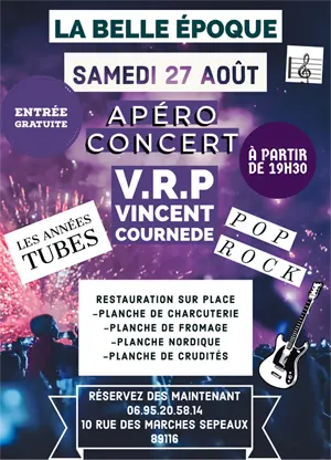 Apéro-concert avec V.R.P Vincent Cournède (Les Années Tubes / Pop rock)