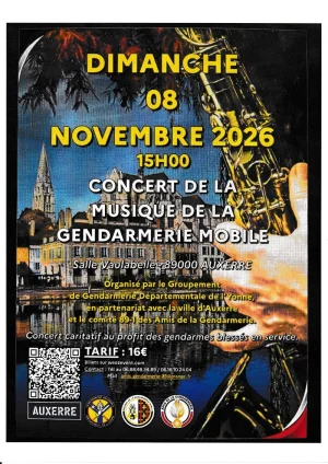Concert de l'orchestre d'harmonie de la Musique de la Gendarmerie Mobile – Auxerre (Salle Vaulabelle)