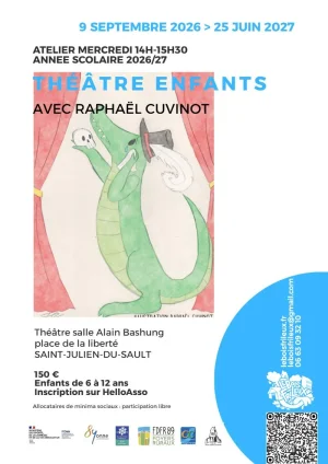 Cours de théâtre enfants – Saint-Julien-du-Sault (Salle Alain Bashung)