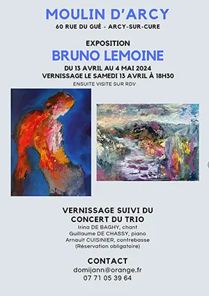 Vernissage de l'exposition de l'artiste peintre Bruno Lemoine (uvres d'aprs imagination et d'aprs nature) suivi d'un concert