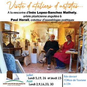Visite d'ateliers d'artistes : à la rencontre d'Inès Lopez-Sanchez Mathely (artiste plasticienne singulière) et Paul Herail (créateur d'assemblages poétiques)