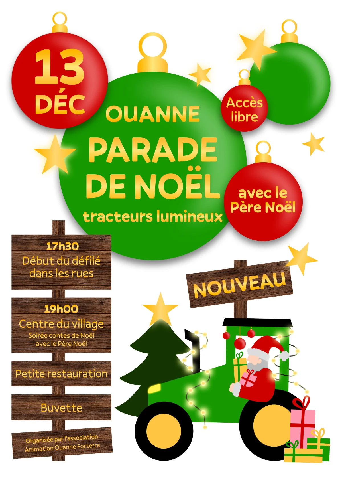Noël enchanté à Ouanne / Défilé de tracteurs illuminés avec le Père-Noël et son traineau. – Ouanne (Dans les rues de Ouanne / Et ensuite 4 place du 8 Mai 1945) (affiche de l’événement)