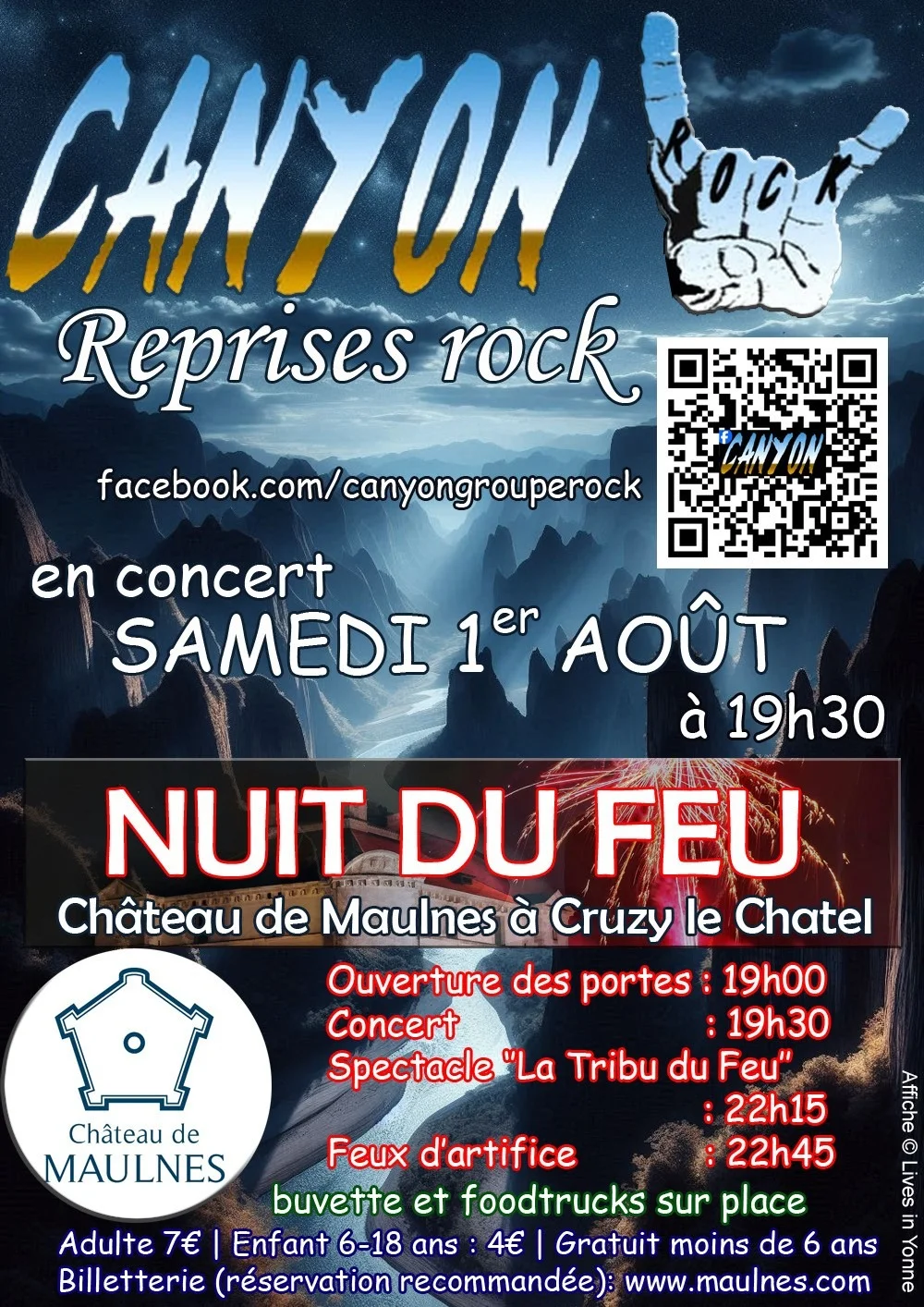 Nuit du feu / Concert avec Canyon – Cruzy le Châtel (Château de Maulnes) (affiche de l’événement)
