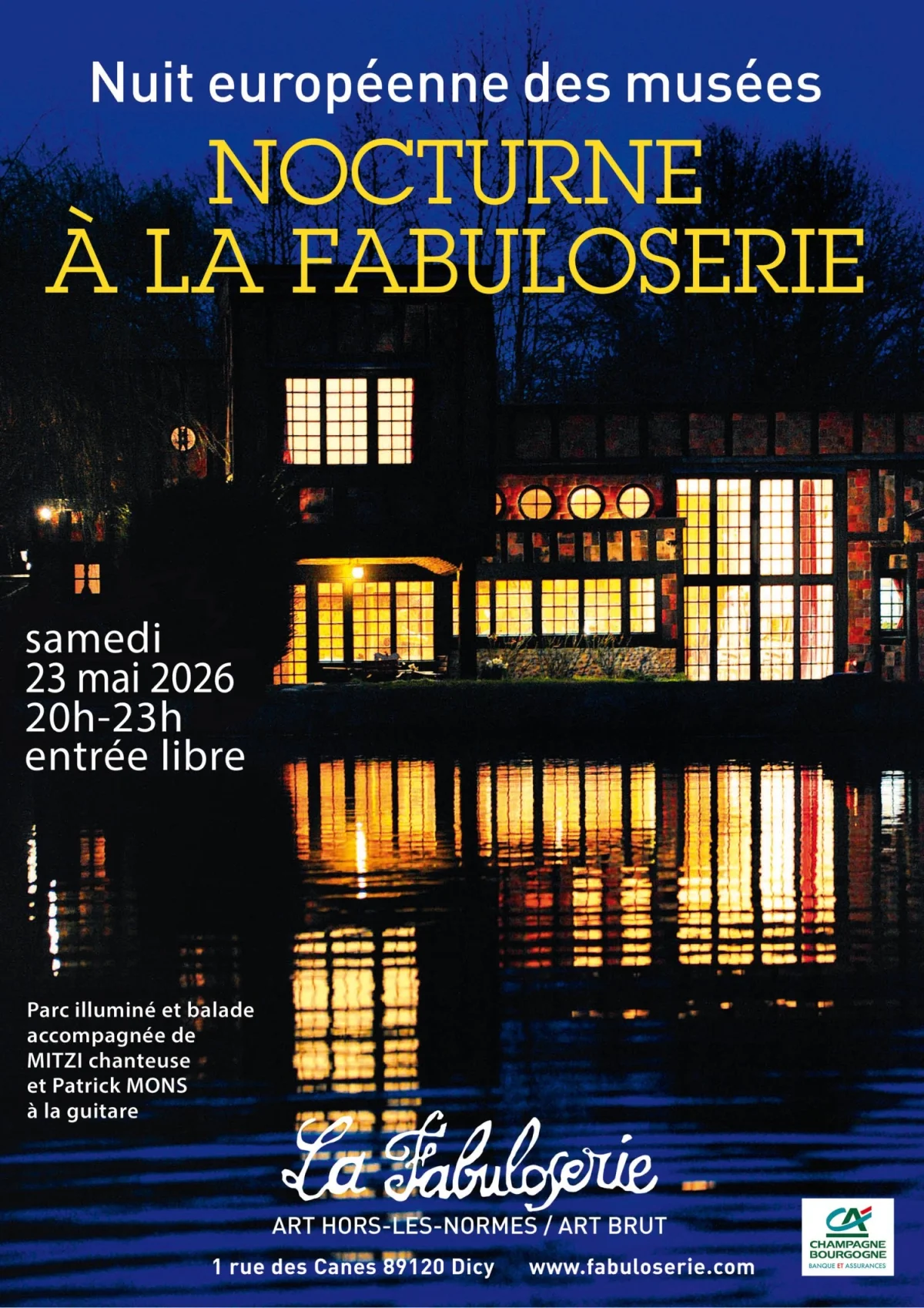 Nuit Européenne Des Musées – Dicy / Charny Orée de Puisaye (Musée de la Fabuloserie) (affiche de l’événement)