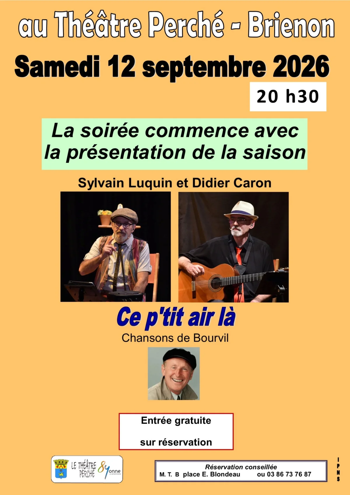 Ouverture de la saison du Théâtre perché/Ce p'tit air là – Brienon-sur-Armançon (Le Théâtre perché) (affiche de l’événement)