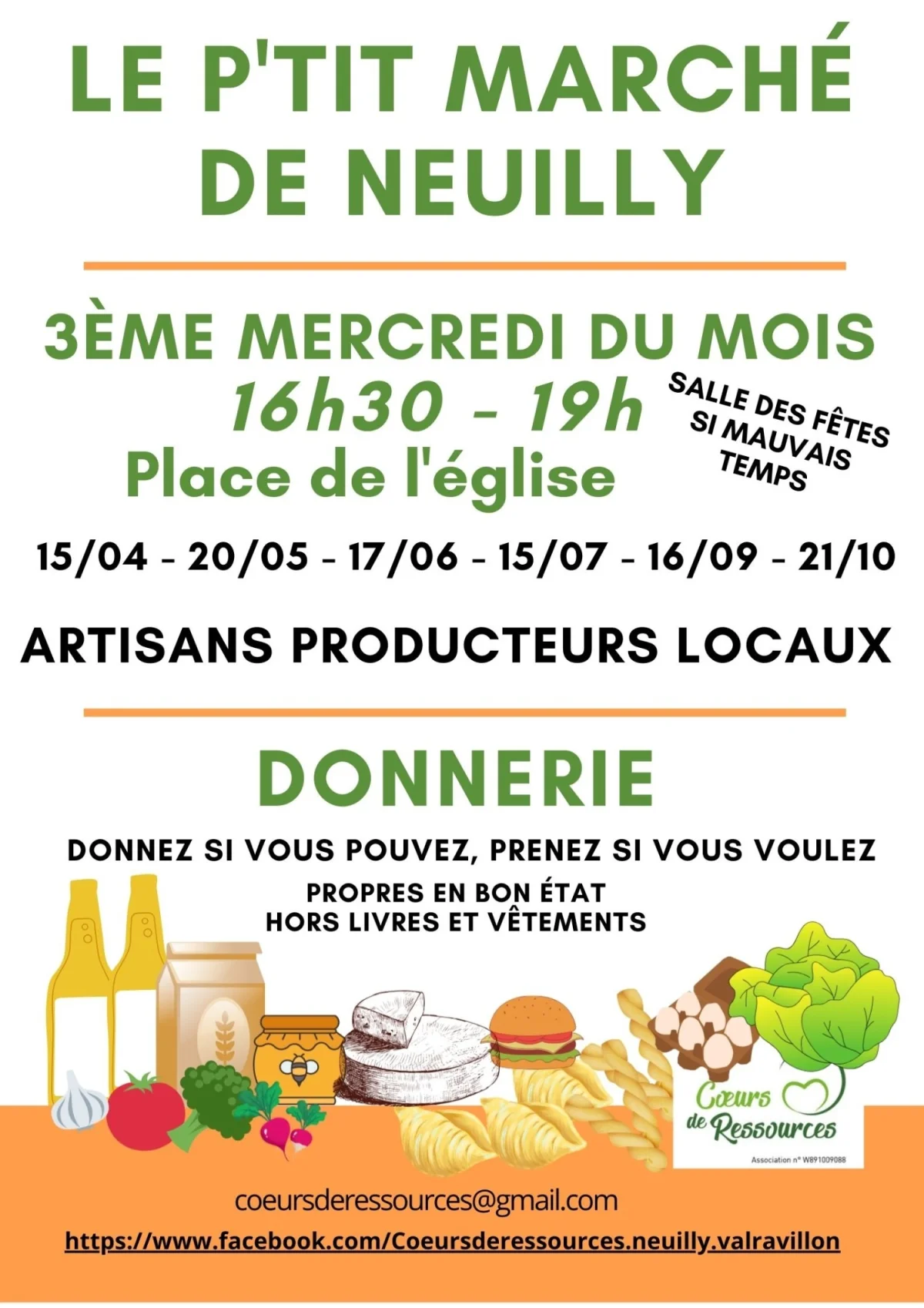 p'tit marché et donnerie 15 juillet – Neuilly / Valravillon (place de l'église) (affiche de l’événement)