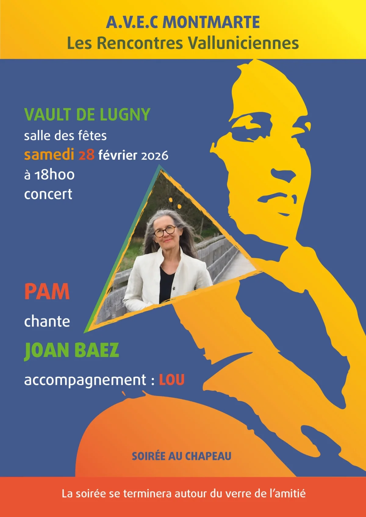 Pam chante Joan Baez – Vault de Lugny (Salle des fêtes) (affiche de l’événement)