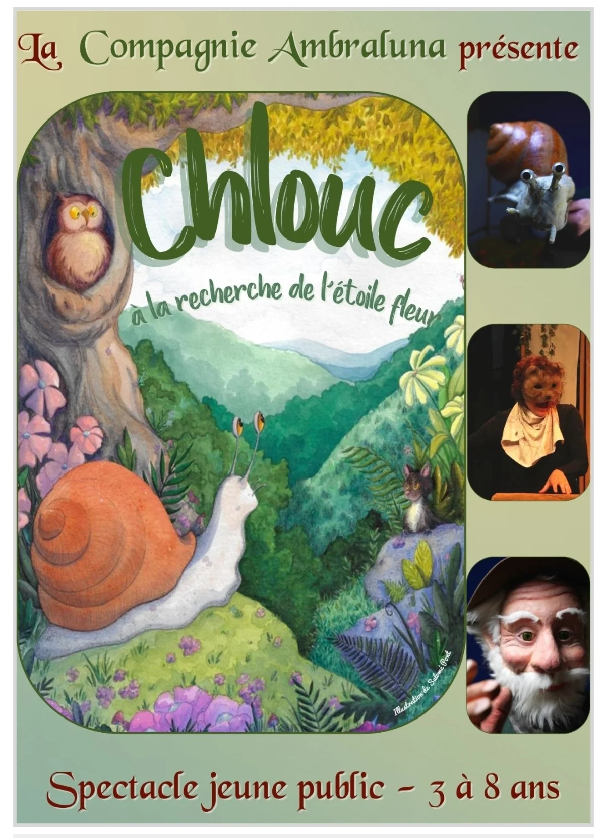 CHLOUC À LA RECHERCHE DE L'ÉTOILE FLEUR / Spectacle Marionnettes / de 3 à 10 ans – Auxerre (péniche - théâtre La scène des quais) (affiche de l’événement)