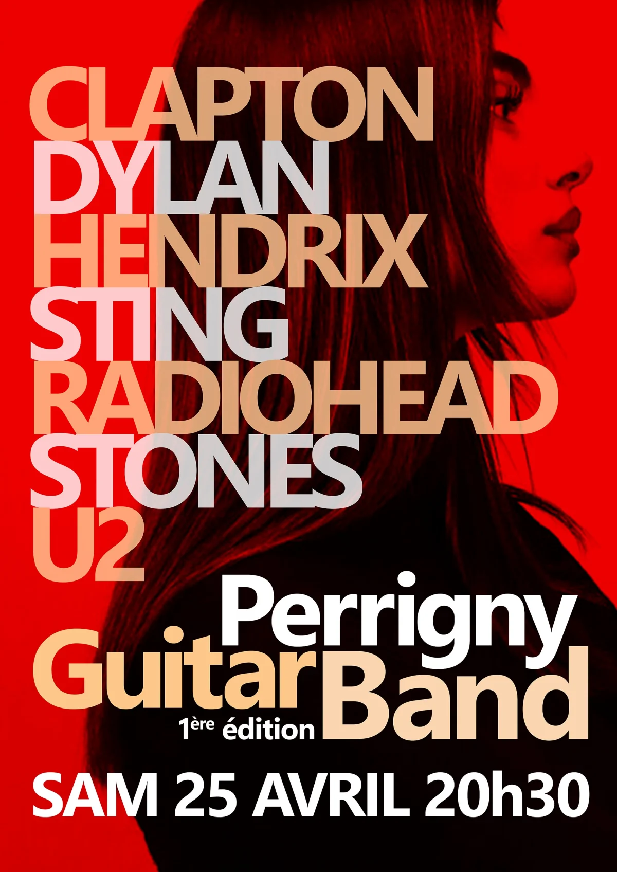 Perrigny Guitar Band (1ère édition) : Concert unplugged autour de Clapton, Dylan, Hendrix, Sting, Radiohead, Rolling Stones, U2 et autres (programme modifié*) – Perrigny (Salle polyvalente) (affiche de l’événement)