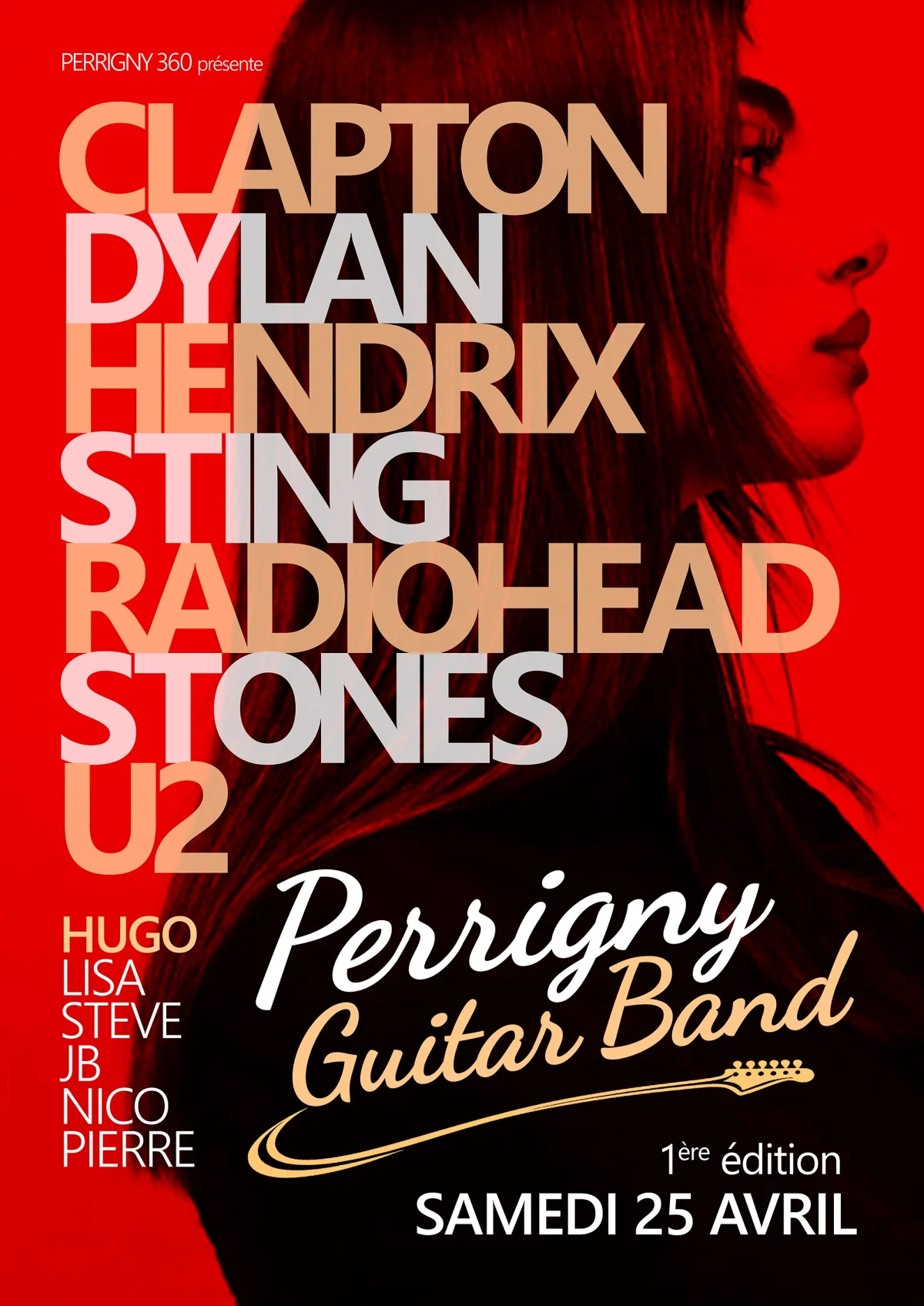 Perrigny Guitar Band (1ère édition) : Concert unplugged autour de Clapton, Dylan, Hendrix, Sting, Radiohead, Rolling Stones, U2 et autres (programme modifié) – Perrigny (Salle polyvalente) (affiche de l’événement)