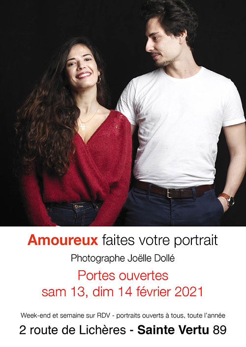 Amoureux faites votre portrait par la photographe Joëlle Dollé dans le cadre de portes ouvertes