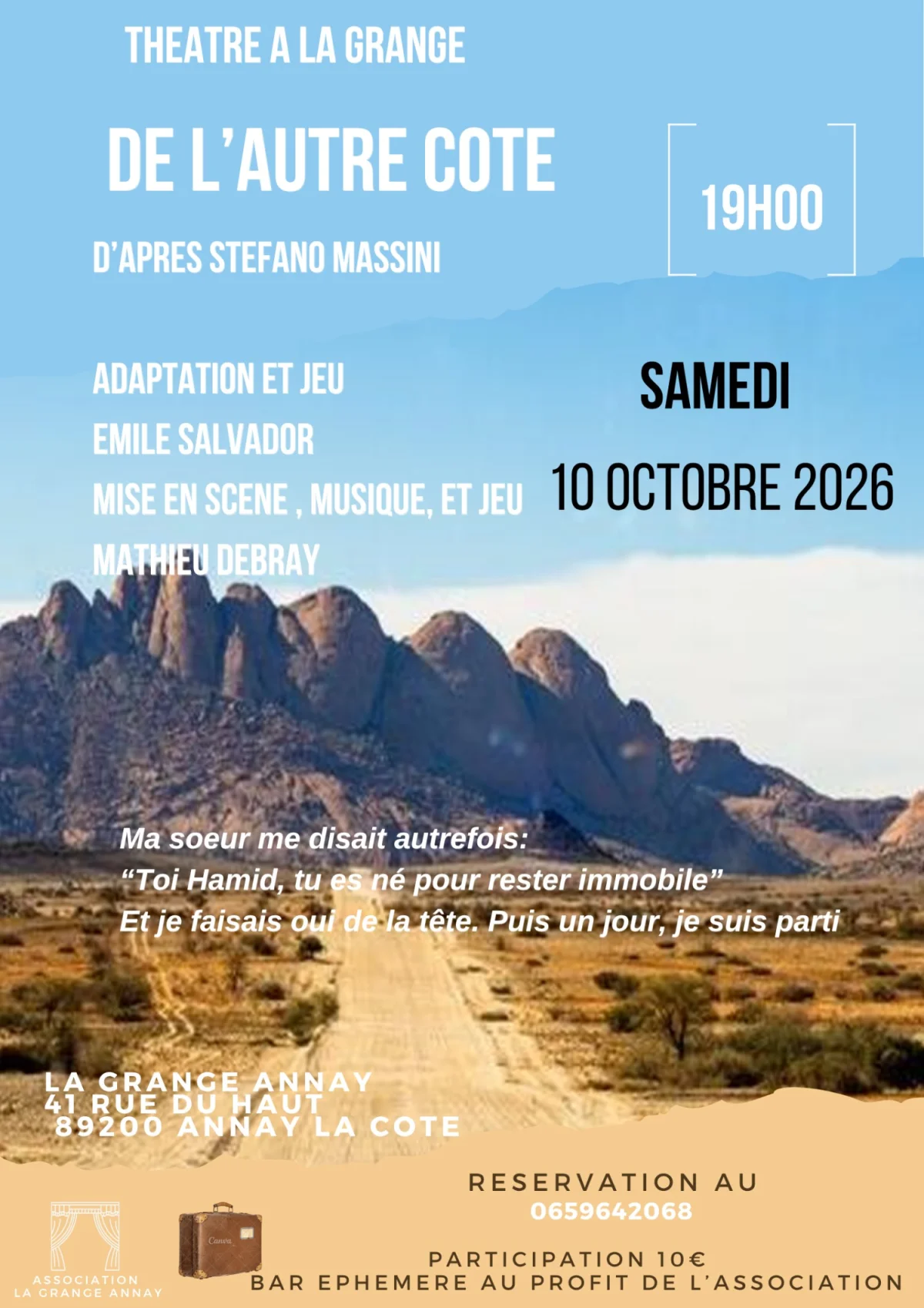 Pièce de théâtre "De l’autre côté" d’après Stefano Massini – Annay-la-Cote (La Grange Annay) (affiche de l’événement)