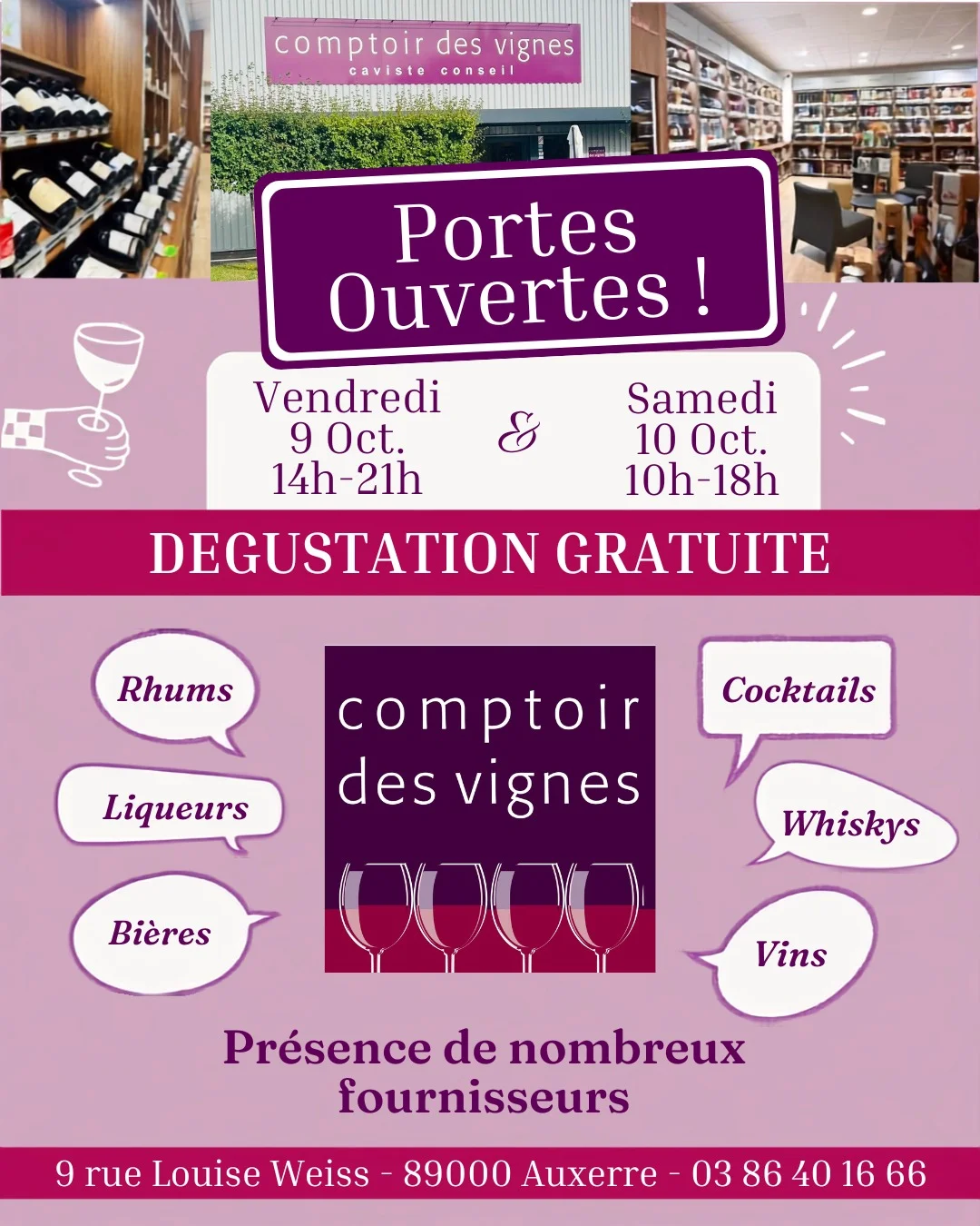 Portes ouvertes au Comptoir des Vignes à Auxerre – Auxerre (Comptoir des Vignes Auxerre) (affiche de l’événement)