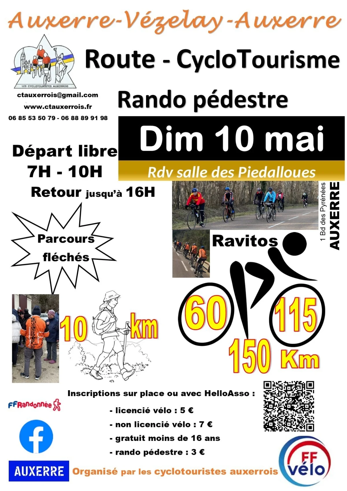 Rando Cyclo et pédestre Auxerre-Vézelay-Auxerre – Auxerre (Salle des Piedalloues) (affiche de l’événement)