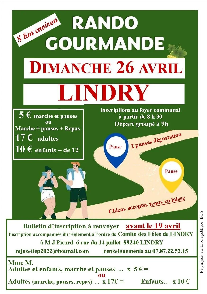 Rando gourmande – Lindry (foyer communal) (affiche de l’événement)
