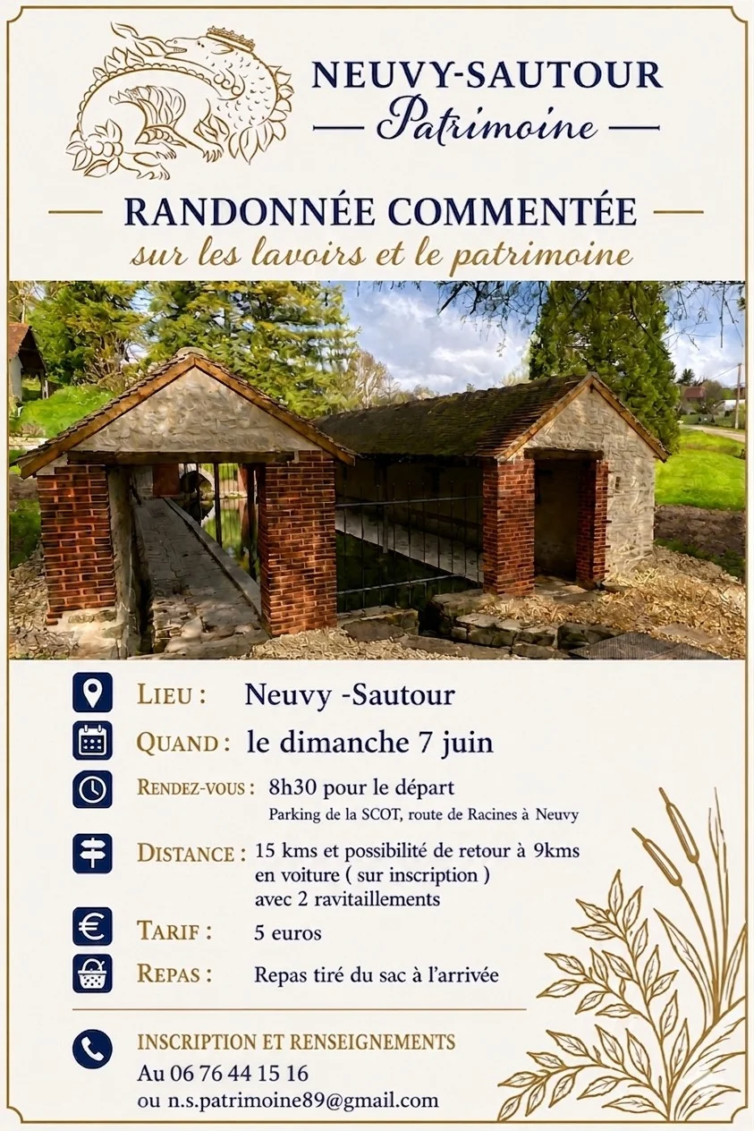 Randonnée commentée groupée – Neuvy-Sautour (Départ parking de la SCOT) (affiche de l’événement)