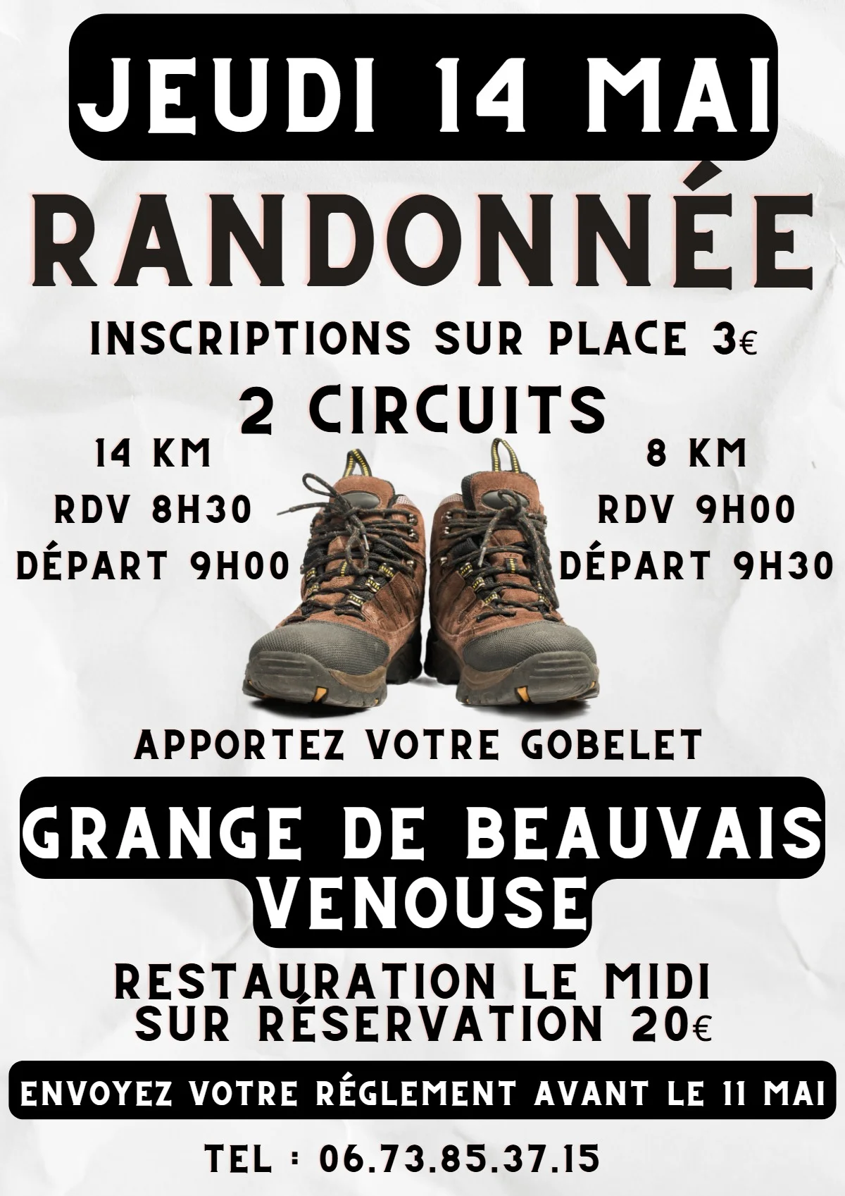 Randonnée : 2 circuits 8 et 14km – Venouse (La Grange de Beauvais) (affiche de l’événement)