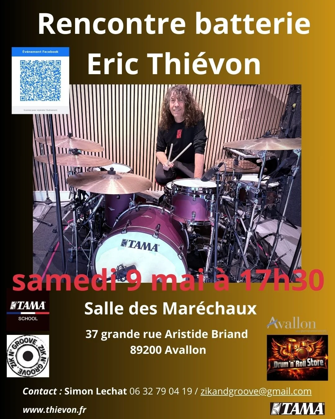 Rencontre musicale autour de la batterie. Avec Eric Thievon – Avallon (Salle des Maréchaux / Mairie) (affiche de l’événement)