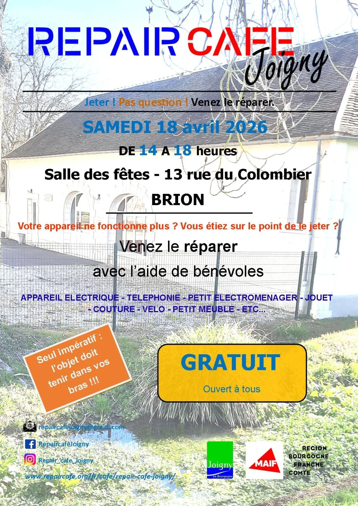 Repair-café à Brion – Brion (Salle des fêtes) (affiche de l’événement)