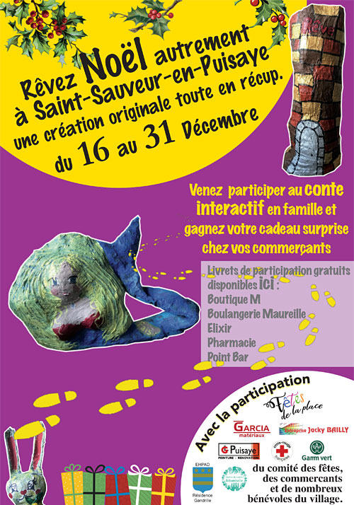 REVEZ NOEL AUTREMENT (une création originale toute en récup) : Participez au CONTE INTERACTIF en famille et gagnez votre cadeau surprise chez vos commerçants