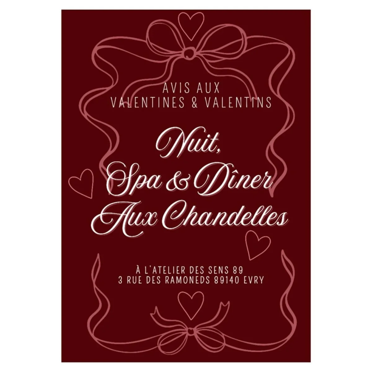 Saint-Valentin dans l'Yonne. – Evry (Atelier des sens 89 Chambres et table d'hôtes) (affiche de l’événement)