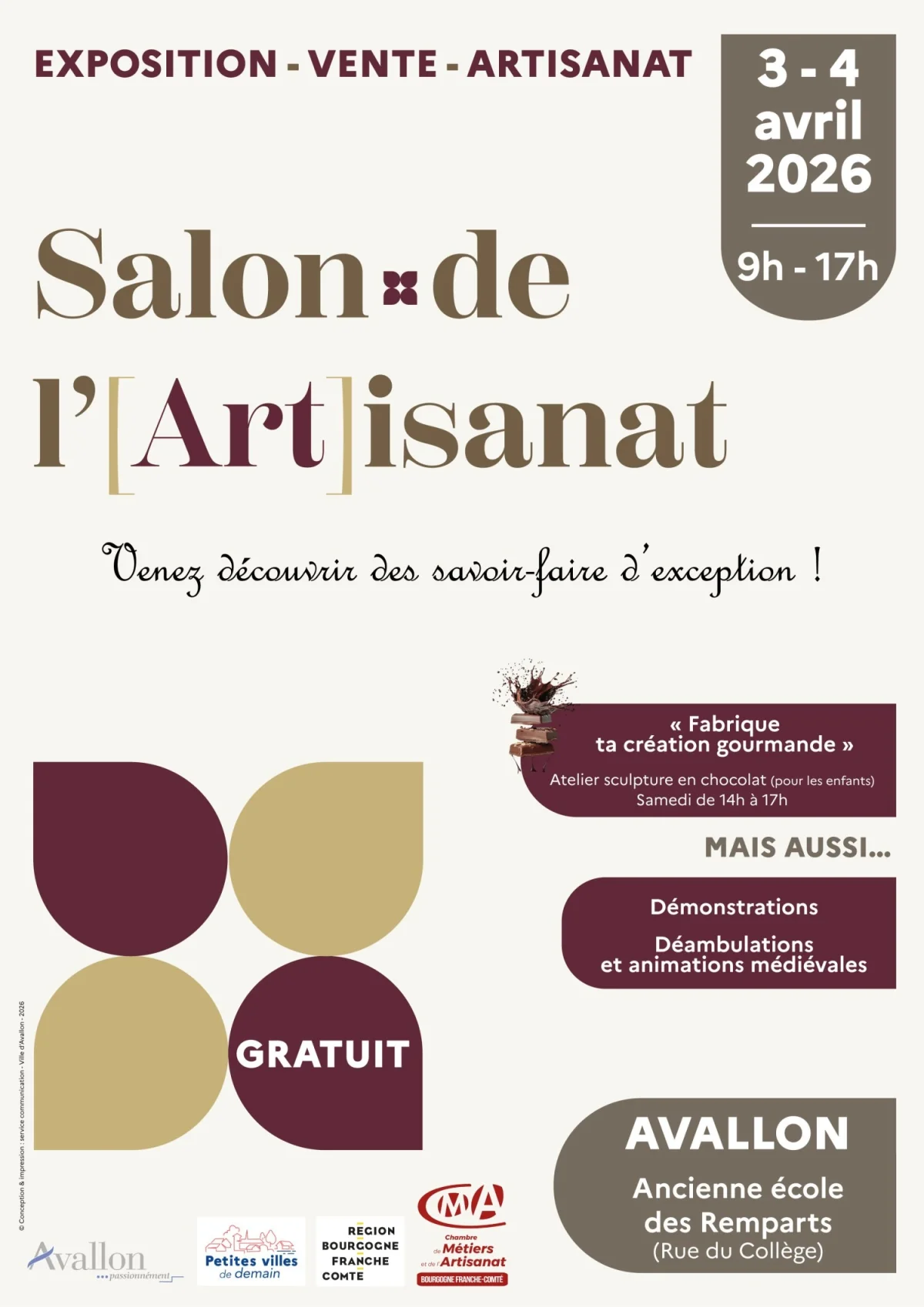 Salon de l'[Art]isanat – Avallon (Ancienne école des Remparts / rue du Collège) (affiche de l’événement)