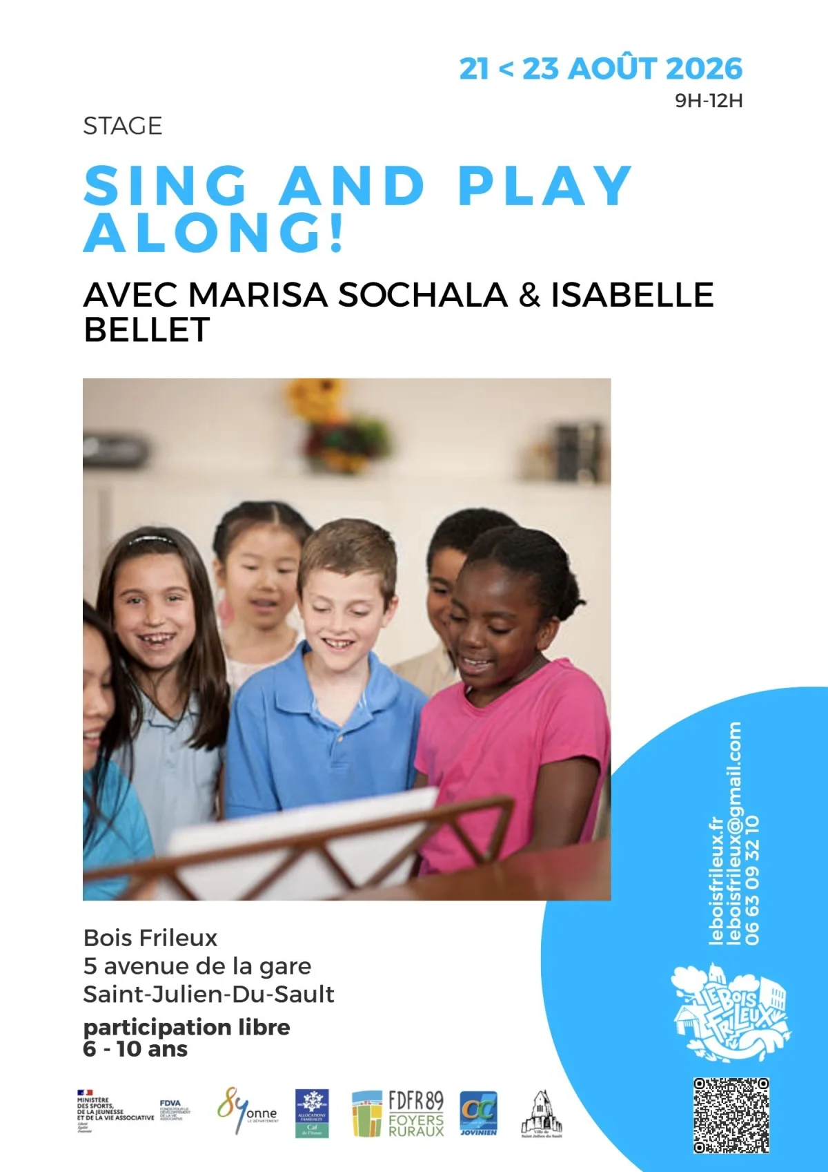 "Sing and play along !" Théâtre et chant en anglais pour les 6 à 10 ans. – Saint-Julien-du-Sault (Bois Frileux) (affiche de l’événement)