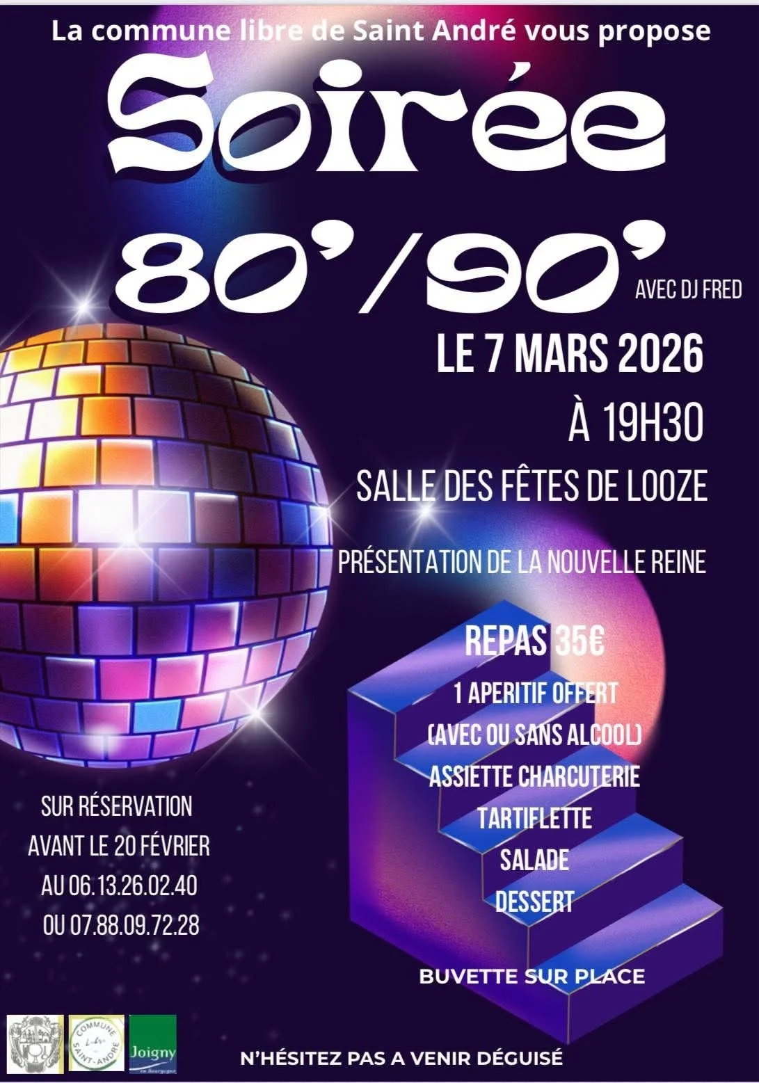 Soirée années 80/90 – Looze (Salle des fêtes) (affiche de l’événement)
