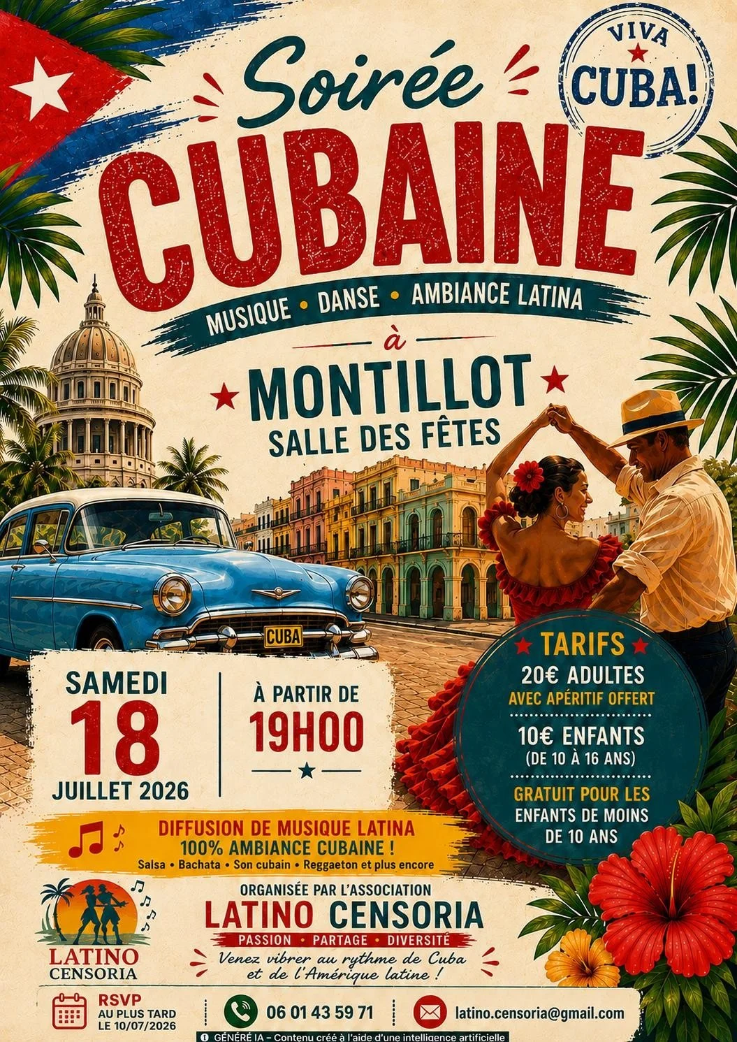 Soirée Cubaine - Latino Censoria – Montillot (Salles des Fêtes de Montillot) (affiche de l’événement)