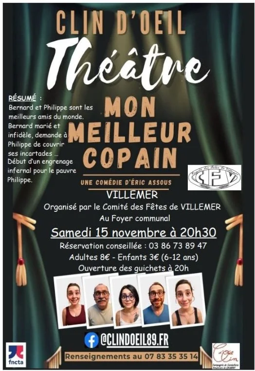 Soirée Théâtre – Valravillon / Villemer (Foyer communal cour de la Mairie) (affiche de l’événement)