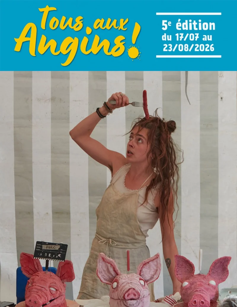 Théâtre : "Rayon Boucherie" (Théâtre avec marionnettes pour adultes et enfants à partir de 6 ans) dans le cadre du festival "Tous aux Angins !" (Soirée d'ouverture du festival) – Tannerre-en-Puisaye (Lieu-dit Les Angins / sous chapiteau) (affiche de l’événement)
