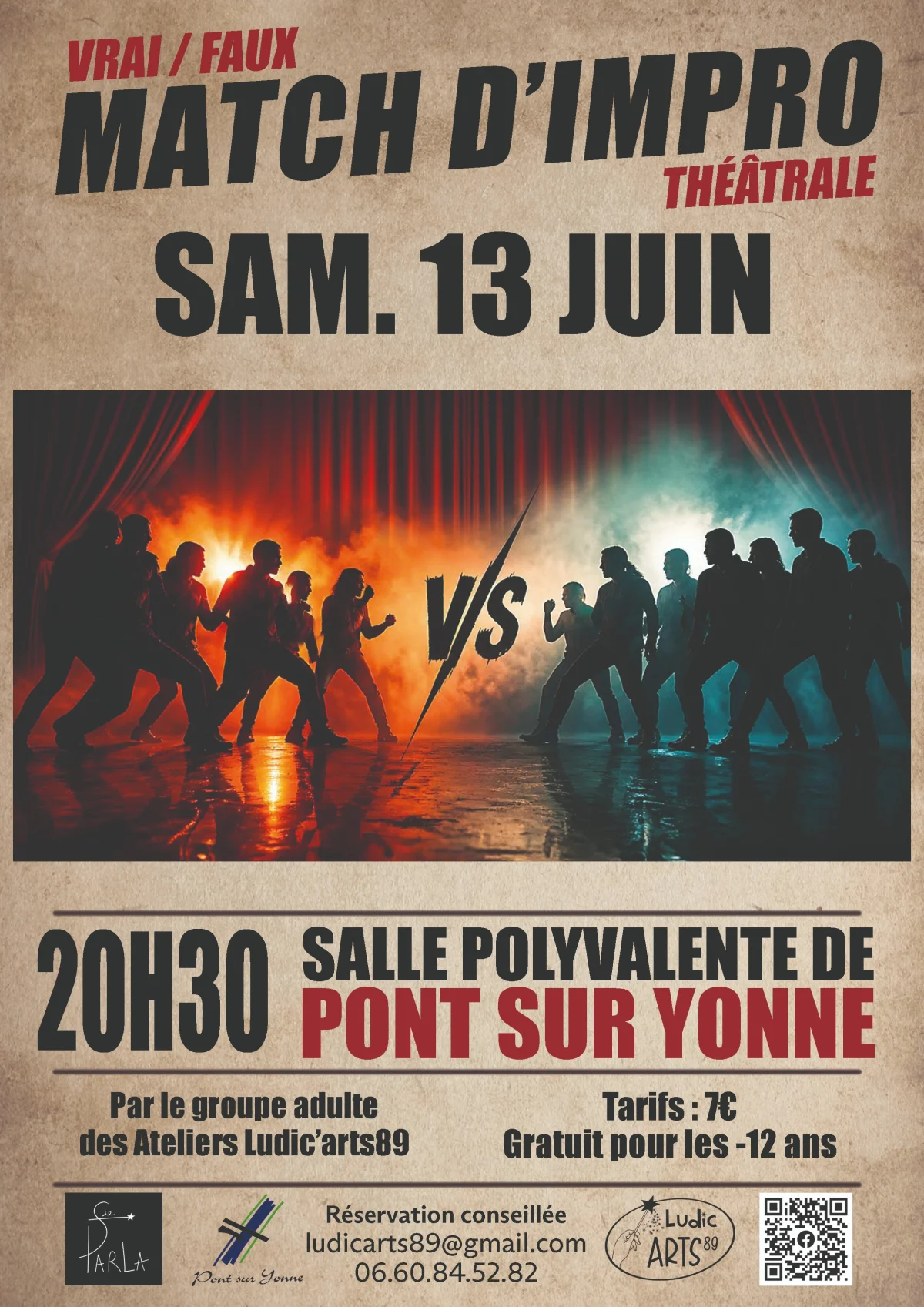 Spectacle : Vrai / Faux Match d'improvisation – Pont sur Yonne (Salle Polyvalente / Entrée en face de l'école primaire) (affiche de l’événement)