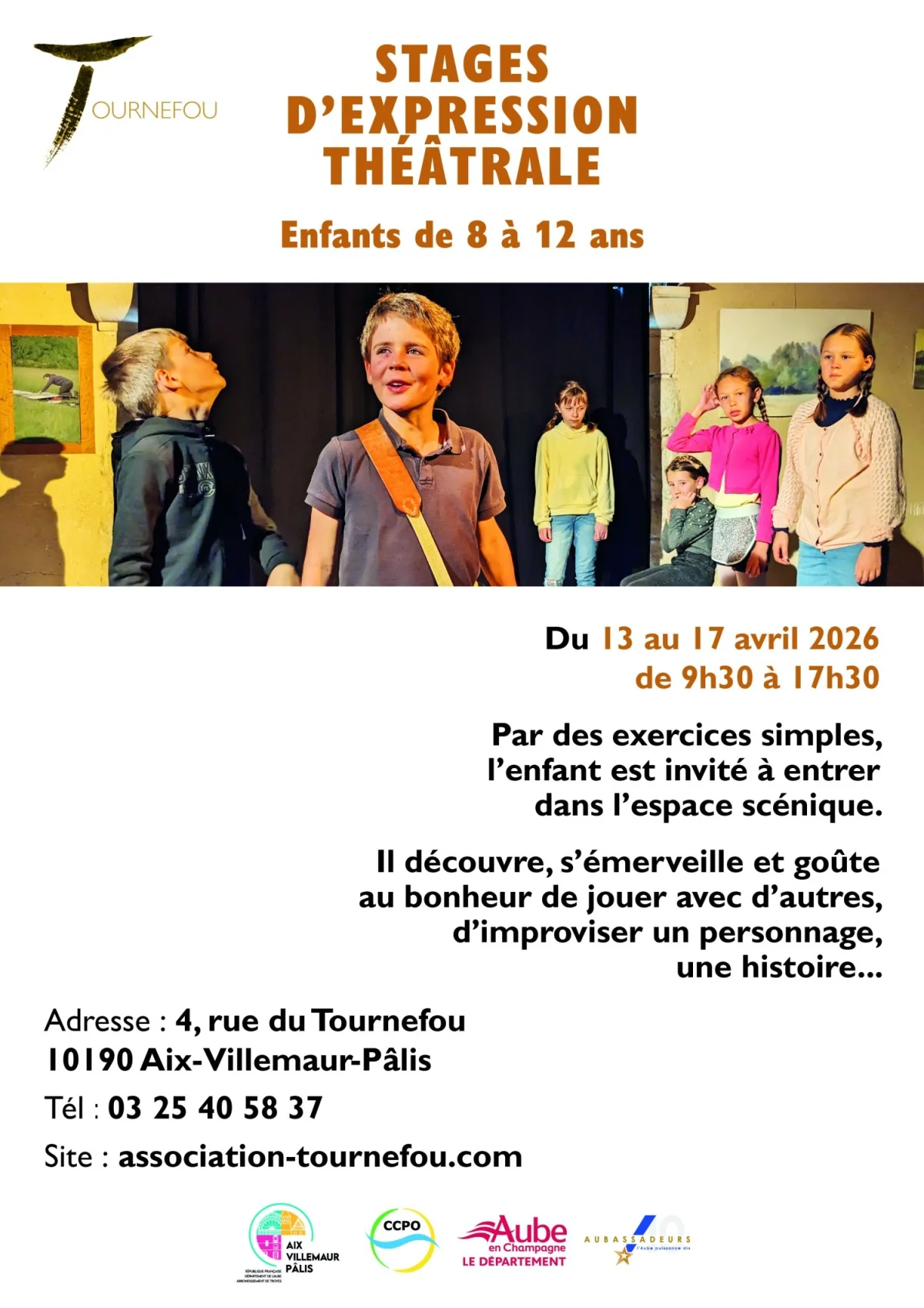 Stages d'expression théâtrales enfants – Pâlis / Aube (Association Tournefou) (affiche de l’événement)