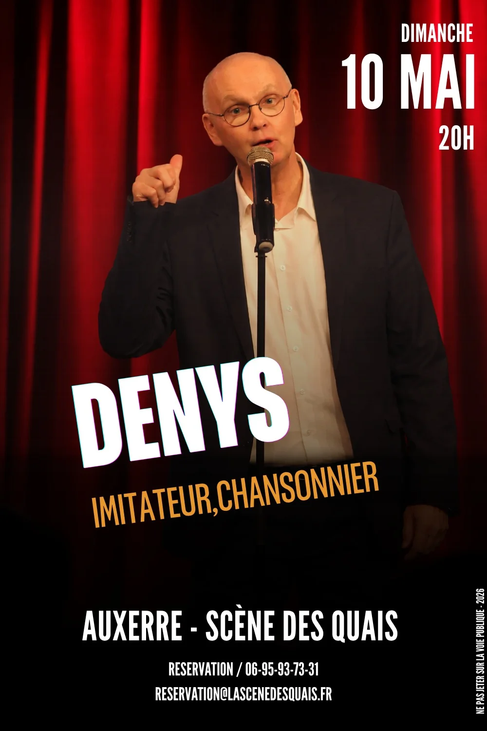 Stand-up avec Denys (imitateur, chansonnier) – Auxerre (Péniche La Scène des Quais) (affiche de l’événement)