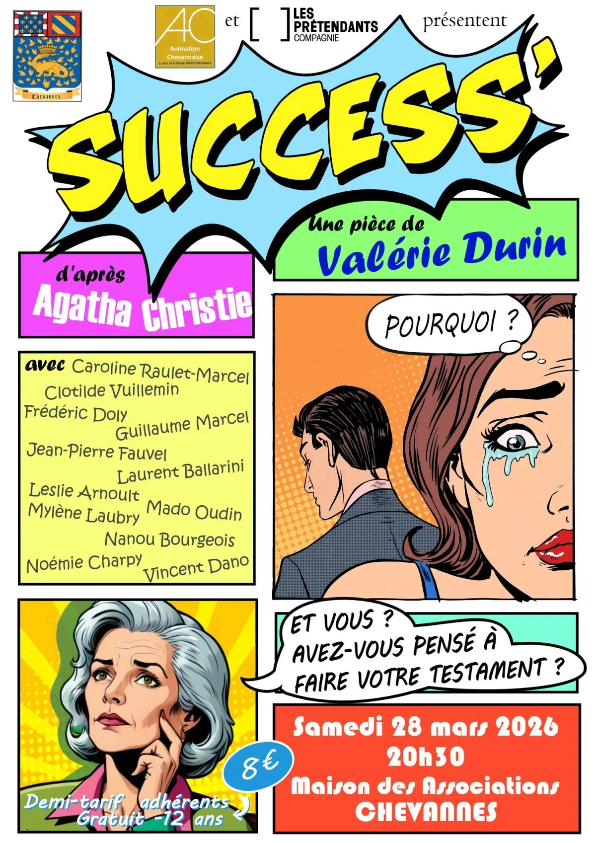 Théâtre : Success' (pièce de Valérie Durin d'après Agatha Christie par la compagnie Les Prétendants) – Chevannes (Maison des Associations) (affiche de l’événement)