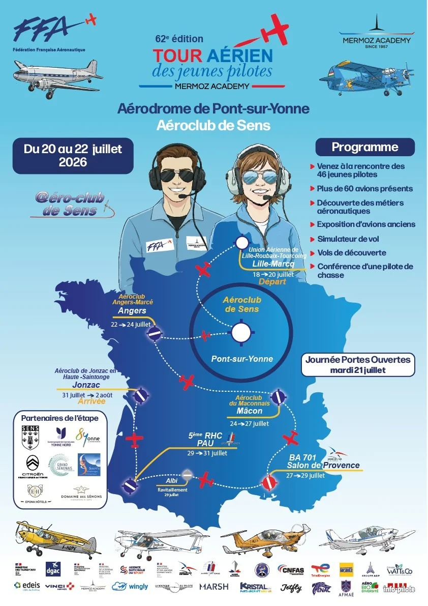 Tour aérien des jeunes pilotes - mermoz academy – Gisy les Nobles (Aérodrome) (affiche de l’événement)
