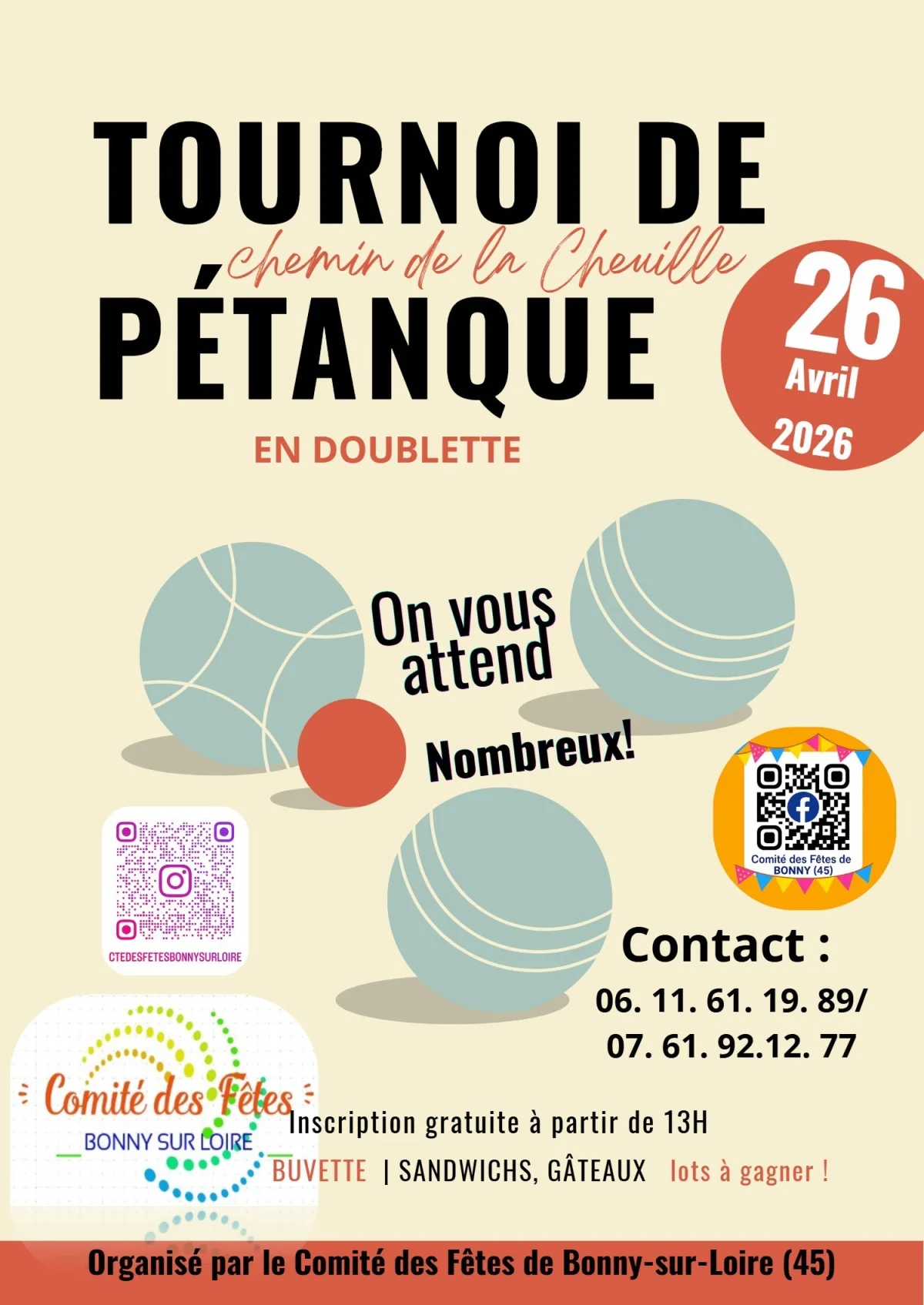 Tournoi de Pétanque amical – Bonny sur Loire / Loiret (Bords de Cheuille) (affiche de l’événement)