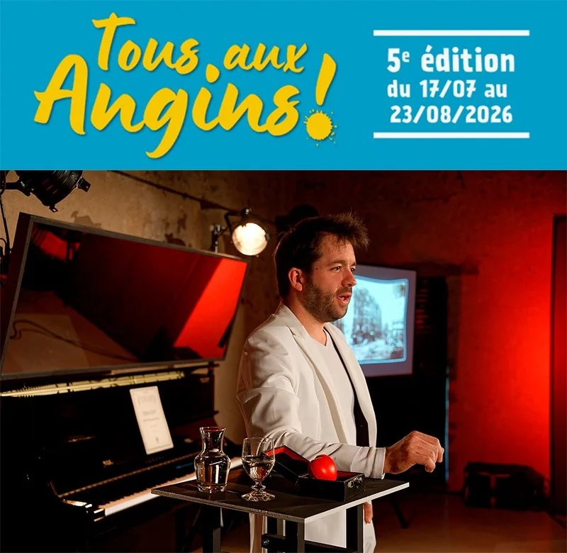 Théâtre : "Bons Baisers de Bergame" (Seul en scène théâtral et musical pour adultes et enfants à partir de 10 ans) dans le cadre du festival "Tous aux Angins !" – Tannerre-en-Puisaye (Lieu-dit Les Angins / sous chapiteau) (affiche de l’événement)