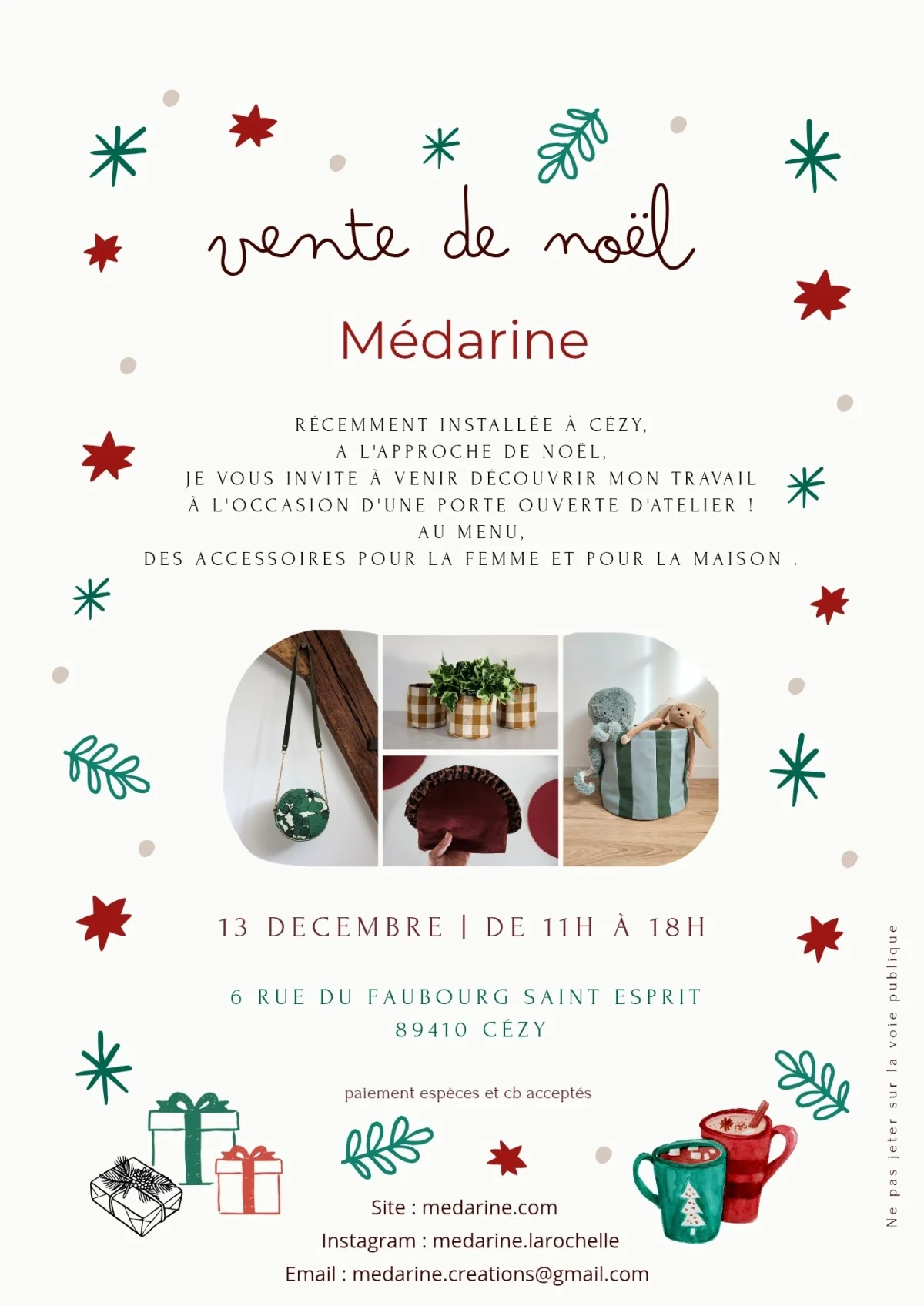 Vente de Noël - artisanat – Cézy (6 rue du Faubourg Saint Esprit) (affiche de l’événement)