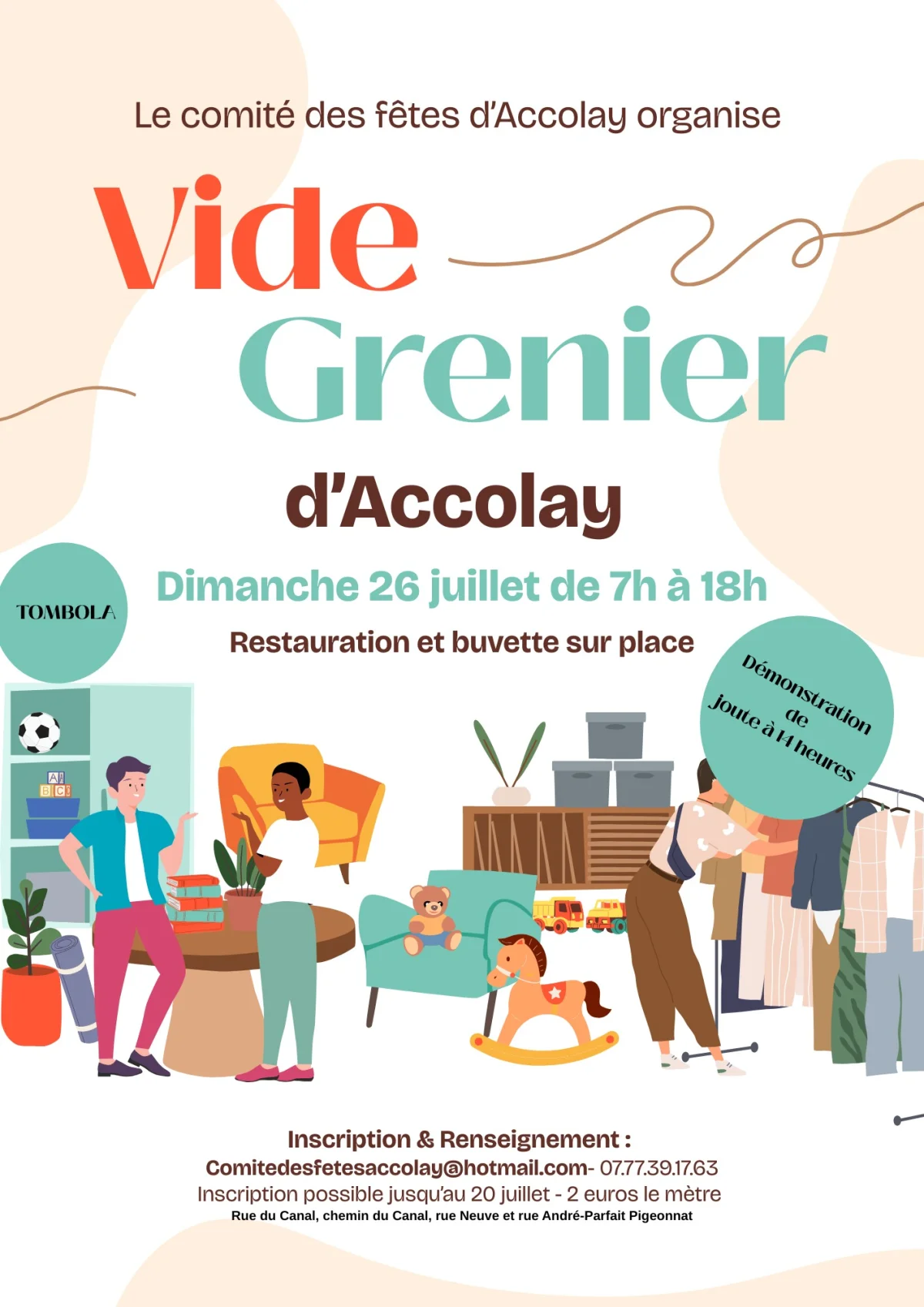 Vide grenier d'Accolay – Accolay (Rue du canal, chemin du canal, rue neuve et rue parfait-andre pigeonnat) (affiche de l’événement)